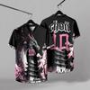 Summer Men's V-neck T-shirt Fashion Sports and Leisure Digital Printing 3D Short Sleeved T-shirt Top