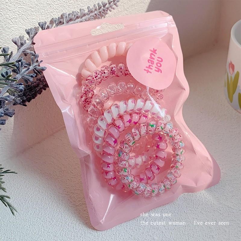 6 шт./пакет Спиральная резинка для волос Девочка Резинка для волос Кольцо для волос Резиновое Градиентный цвет Высокоэластичная резинка Головной убор