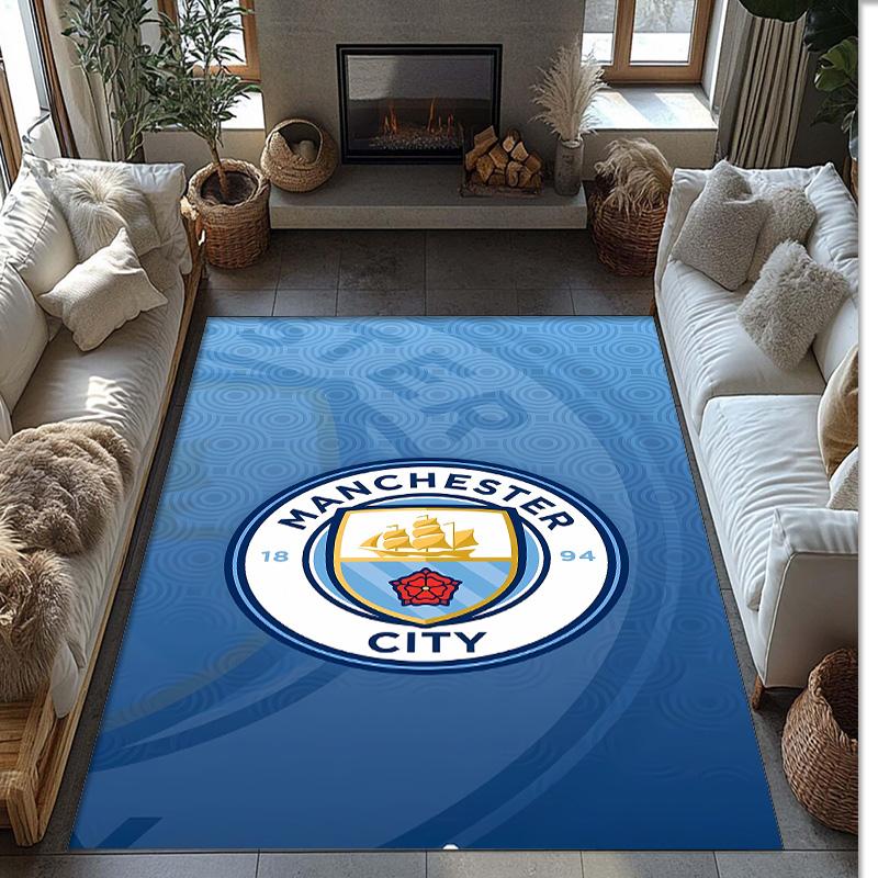 Manchester Printed Flannel Area Rug Non Slip Soft Polyester Floor Carpet Indoor Decor Mat for Bedroom Living Room Sofa