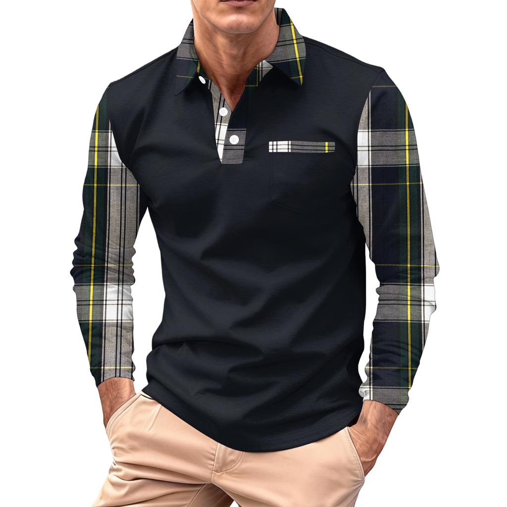 Men's Long,sleeved Collared Button,down Pocket Casual Top