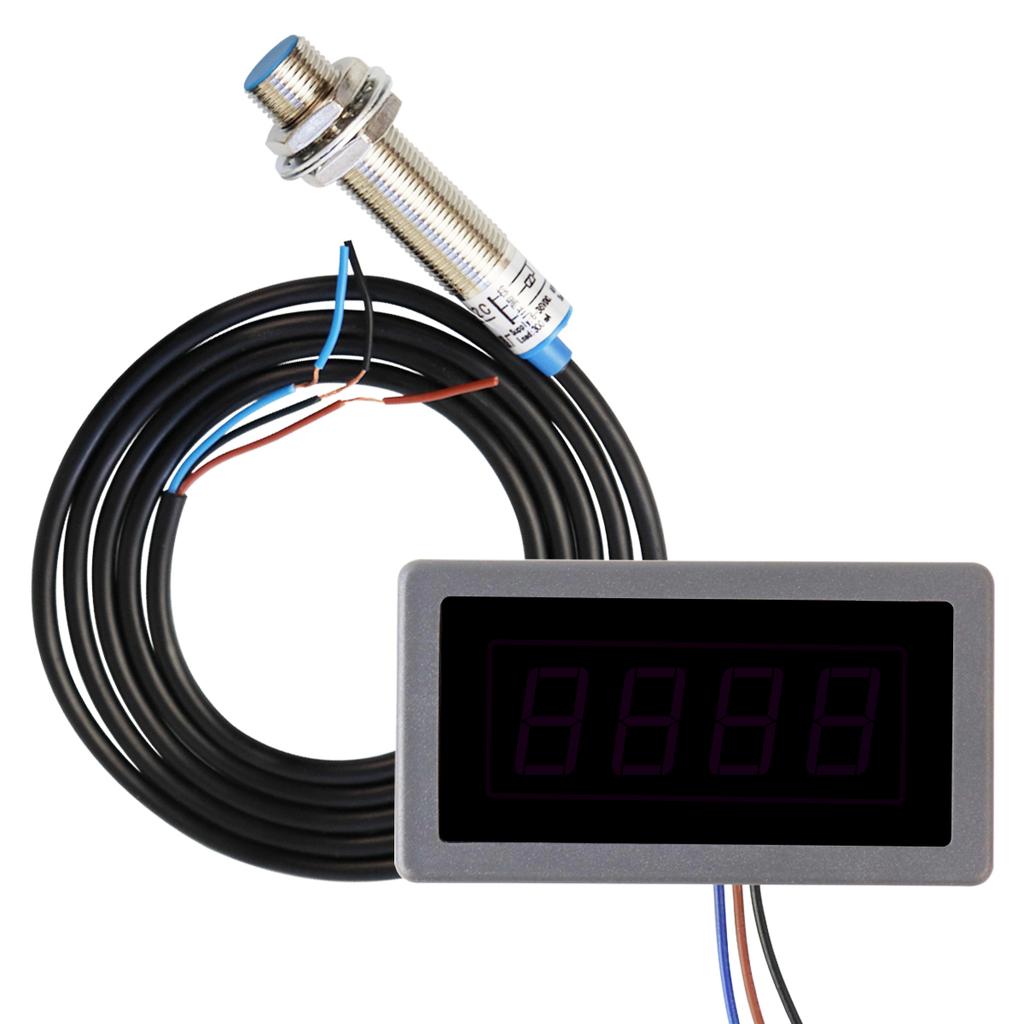 AC 220V 4 Digital LED RED Tachometer RPM Speed Meter+Hall Proximity Switch Sensor NPN