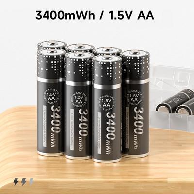 Baterie reîncărcabilă AA de 1,5 V Baterie litiu-ion AA 3400 mWh Baterii li-ion de 1,5 V Aa pentru telecomandă de jucărie Ceasuri Mp3 Baterie de jucărie