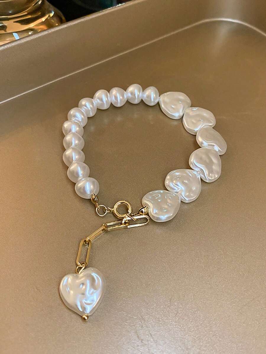 

Andkiss Faux Pearl Decor Beaded Bracelet one-size