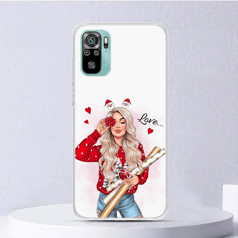 Artă de Crăciun Fete Cafea Husă Moale Pentru Xiaomi Redmi 10 10A 10C 9 9A 9C 9T Husă Telefon 8 8A 7 7A 6 6A S2 K20 K40 Pro 10X Fundă
