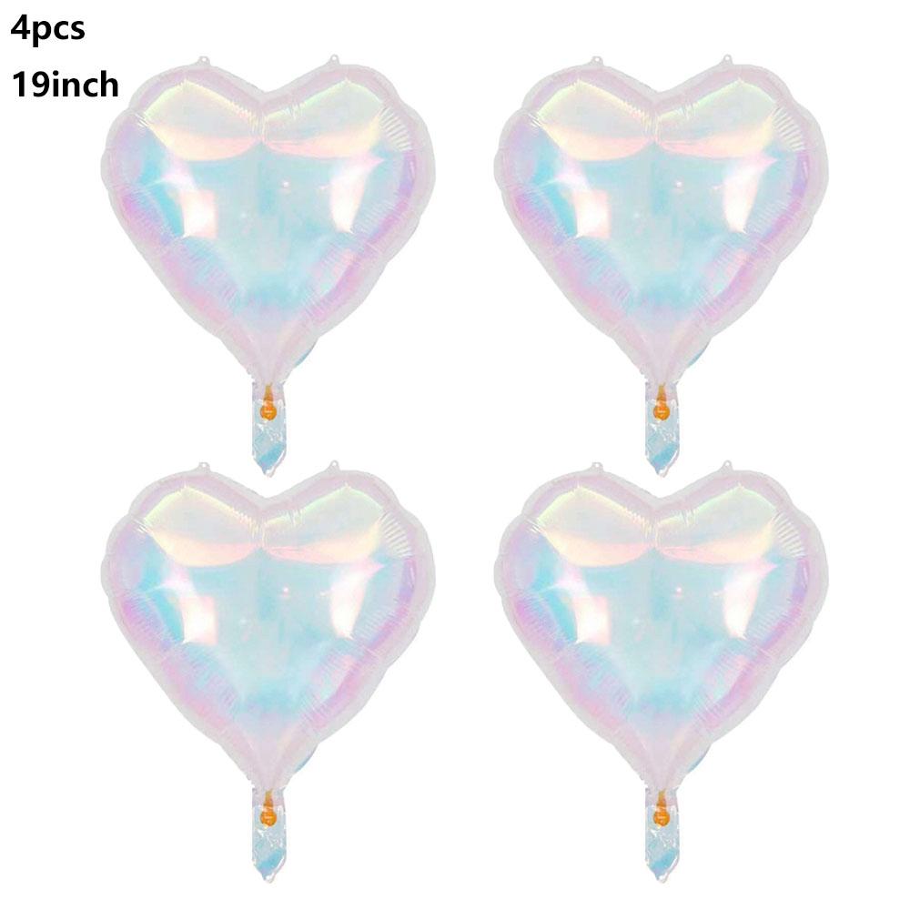 4pcs Iridescent Balloon Heart-Shaped Pentagram Butterfly Laser Transparent Balloon Birthday Wedding Party Decor Supplies