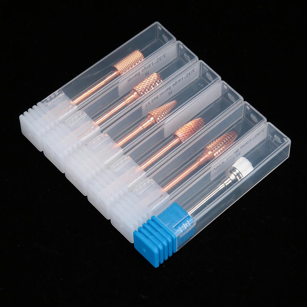 6pcs Rose Gold Nail Drill Bits Nail Art Polishing Grinding Head Dust Brush Manicure Tool Set