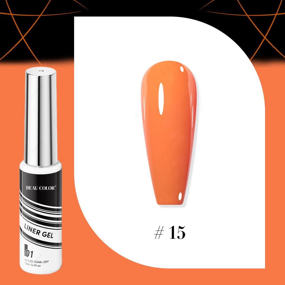 BEAU COLOR 1pcs 12ml 16colors Painting Liner Gel Polish Collection Semi-permanent Nail Art UV/LED Gel Polish