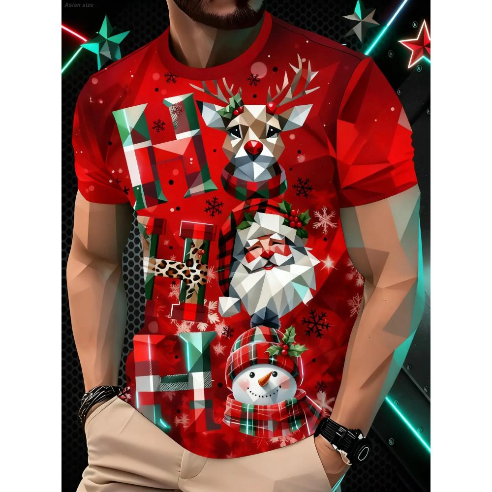 Comfortable Simple Men's New Year's Printed Top Short-sleeved Casual Versatile T-Shirts Men’s