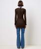 Plack Woman String Detail Layered Dress Brown