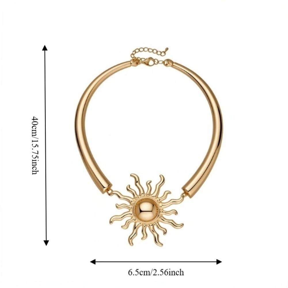 Minimalist Design Statement Collar Necklace Exaggerated Clavicle Chain Sun Pendant Choker  Summer