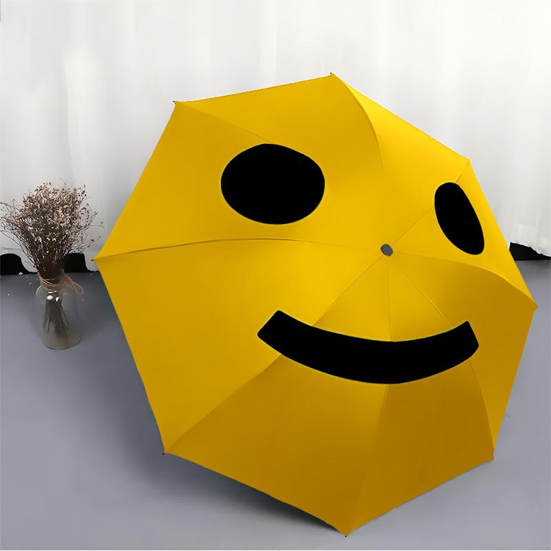 1pc Happy Face Automatic Open/Close Umbrella Sturdy Iron Frame, Compact Travel Umbrella - Perfect Gift for Women, Men, Birthdays057