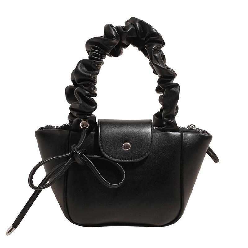 IELGY Ladies Shoulder Bag Pleated Portable Bow Portable Bucket Bag