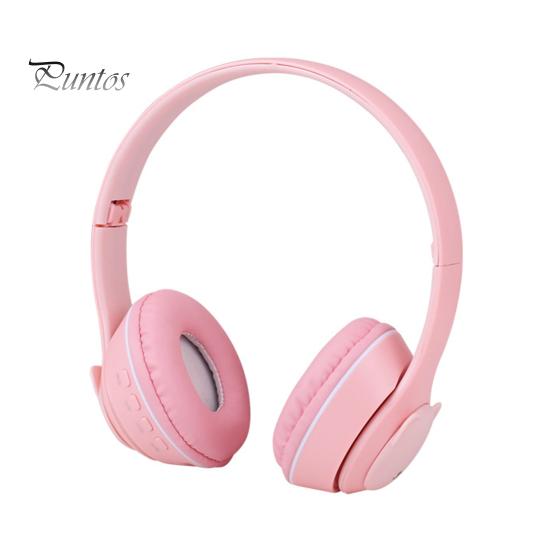 1 Set Headphone Foldable RGB Light Bear-shape Bluetooth-compatible 5.0 Wireless Headset Computer Accessories