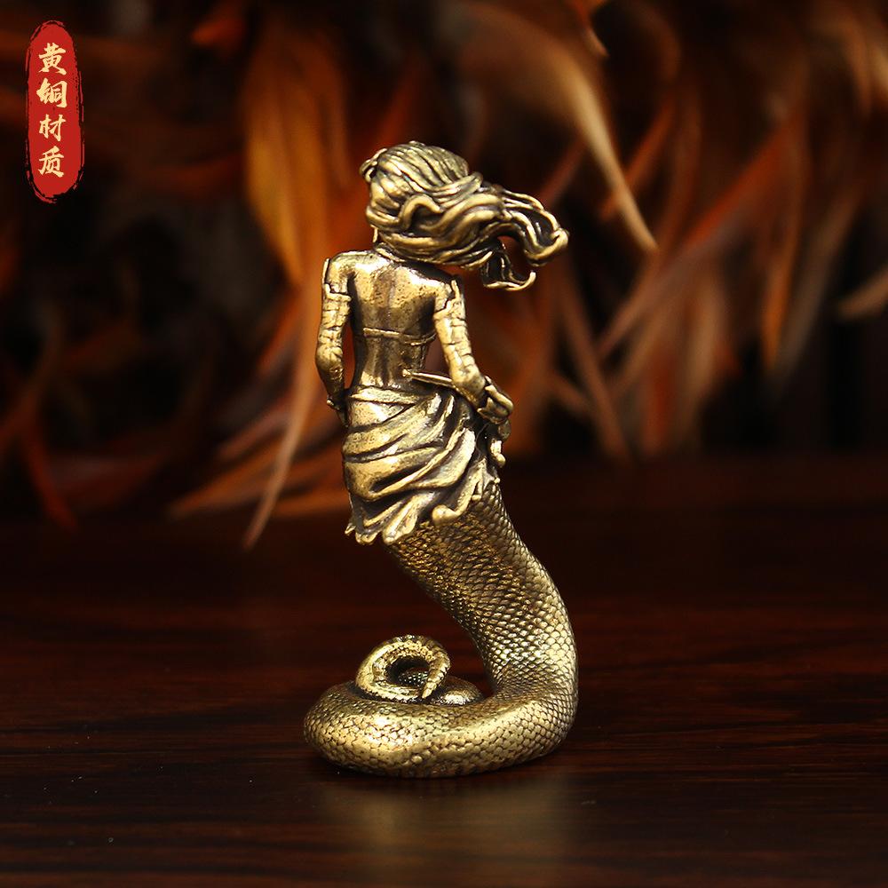 Ancient Greek Snake Woman Medusa Brass Ornament Crafts Home Office Tabletop Decoration Game Model
