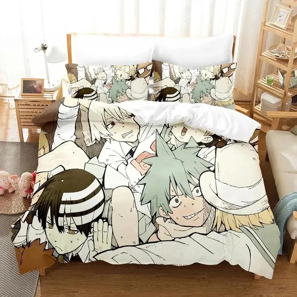 Ny 3D Tecknad Soul Eater Sängklädesset Enkelt Twin Full Queen King Size Sängset Vuxen Barn Sovrum Påslakanset Hemtextilier