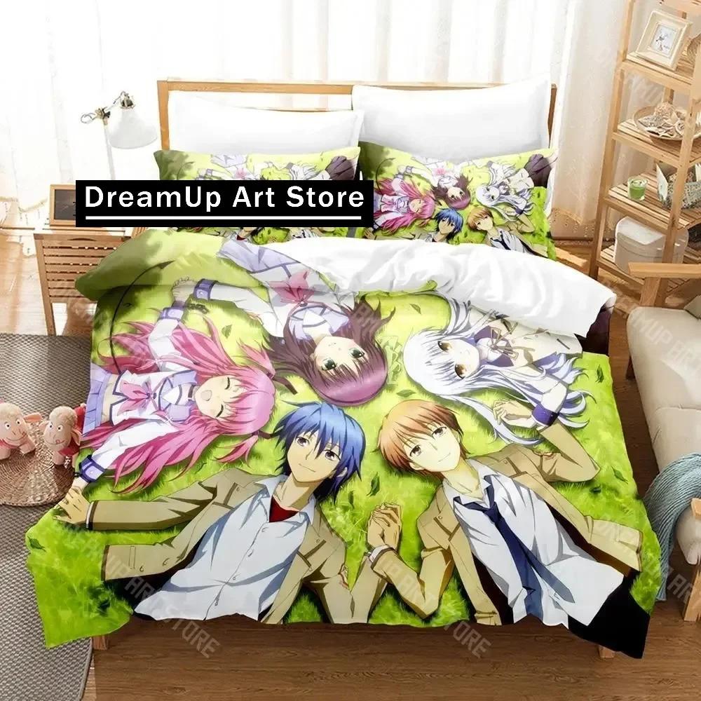 

3D Print Angel Beats Bedding Set Single Twin Full Queen King Size Bed Set Aldult Kid Bedroom Duvetcover Sets Anime Bed Sheet Set EU Single 90x200cm