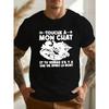 Men'S Plus Size Casual T-Shirt with Humorous French Cat Graphic - "Touch My Cat and You'll Live After Death" Design, Black, Short Sleeve, Round Neck