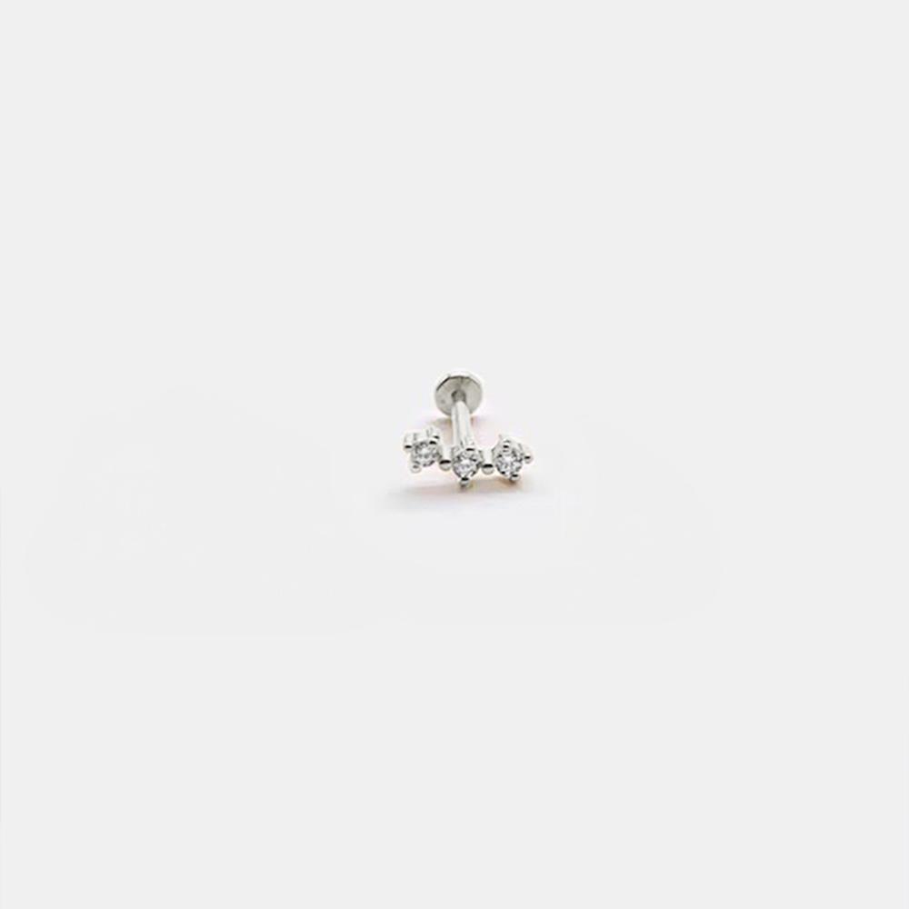CANNER 1PZ Occhio di Cavallo Testa Piatta Filettato Perforazione Osso Auricolare Donna Argento 925 Ins Stella Fiore Geometria Zircone Orecchino a Lobo
