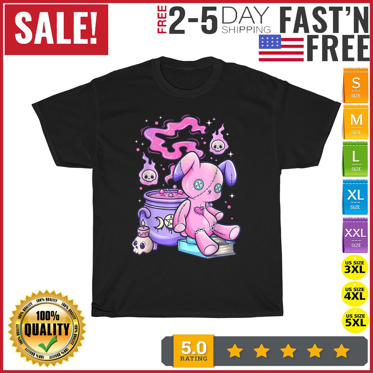 Kawaii Pastel Goth Cute Creepy Witchy Bear Vintage T Shirt Mens Womens Tees Top Men Women Fashion NEW L