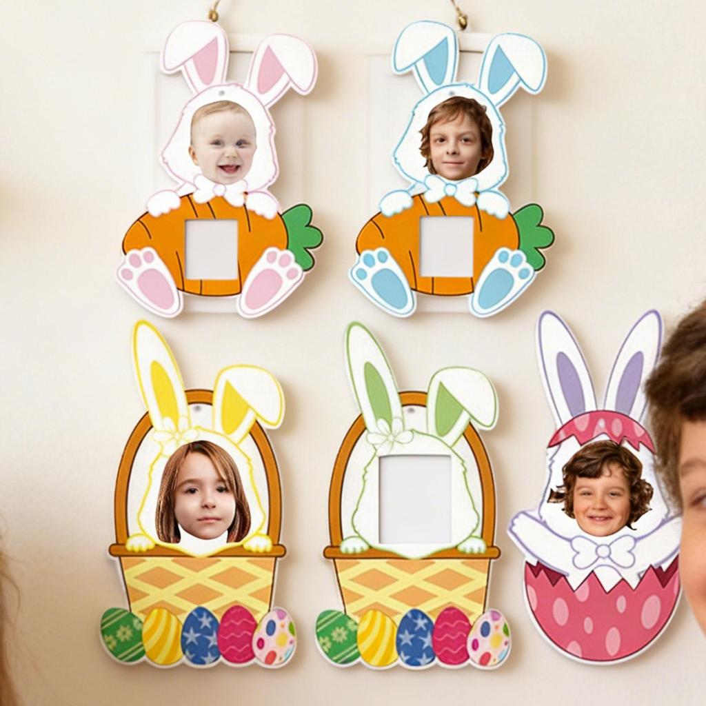 18pcs DIY Easter Bunny egg Decoration Photo Frames Paper Easter Party Decoration Photo Frames Spring Decor With Adhesive Tape