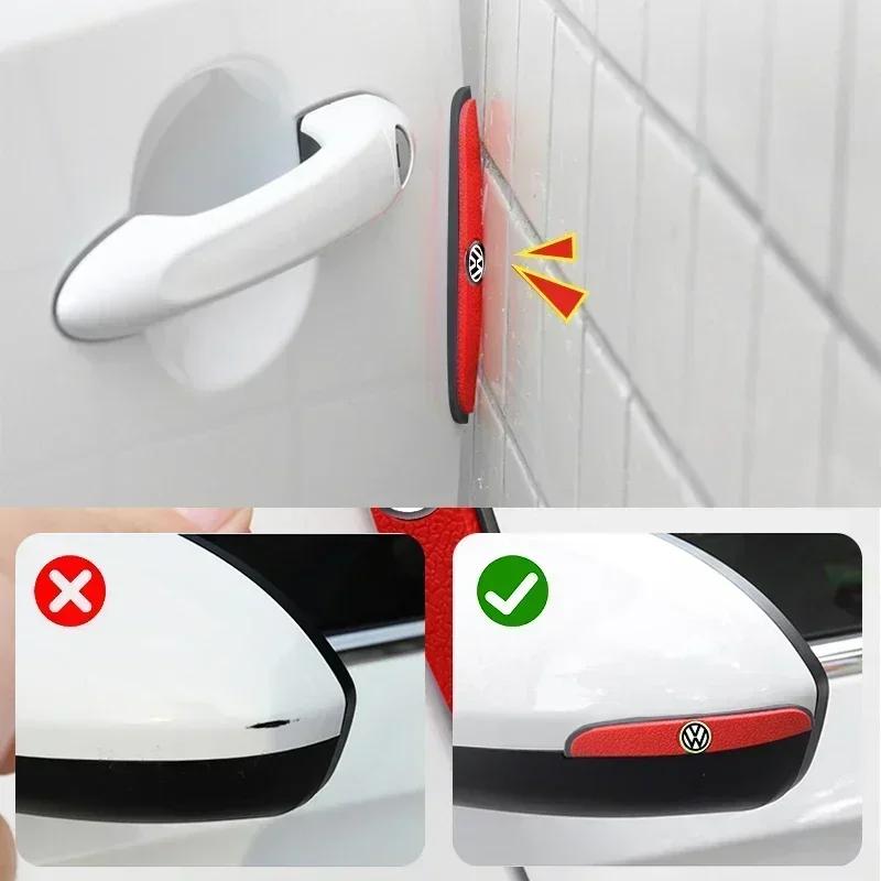 4pcs Rubber Bumper Strip Car Door Anti-Collision Emblem Sticker For VW GTI Polo Golf Passat Tiguan Arteon Touareg Taigo Caddy Zw7