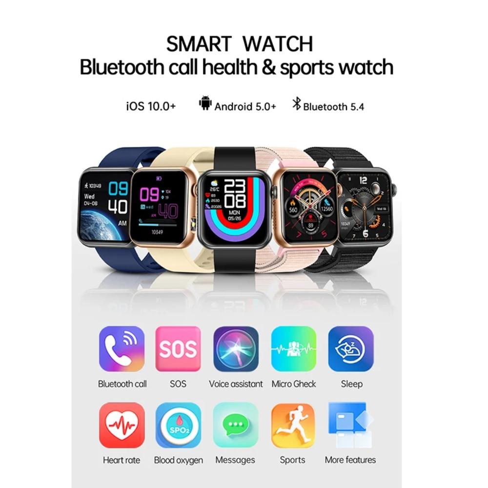 New Voice Assistant Fashion Smart Watch IP68 Waterproof Blood Oxygen Sleep Monitor 1.72''HD Screen Health Monitoring Smart Watch