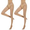 Kave 2 Paia Collant Sexy Ultra Sottili Lucidi all'Olio per Donna Alta Elasticità 15D Collant Lisci Color Caffè Gambe Snelle Rinforzo Punta