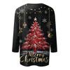 3/4 Sleeve Shirts For Women Print Christmas Tees Blouses Casual Plus Size Basic Tops Pullover