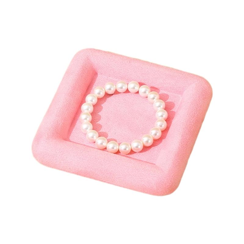 

Velvety Jewelry Display Tray Exquisite Jewellery Holder Portable Rings Earrings Necklace Organizer Tray Storage Holder S розовый