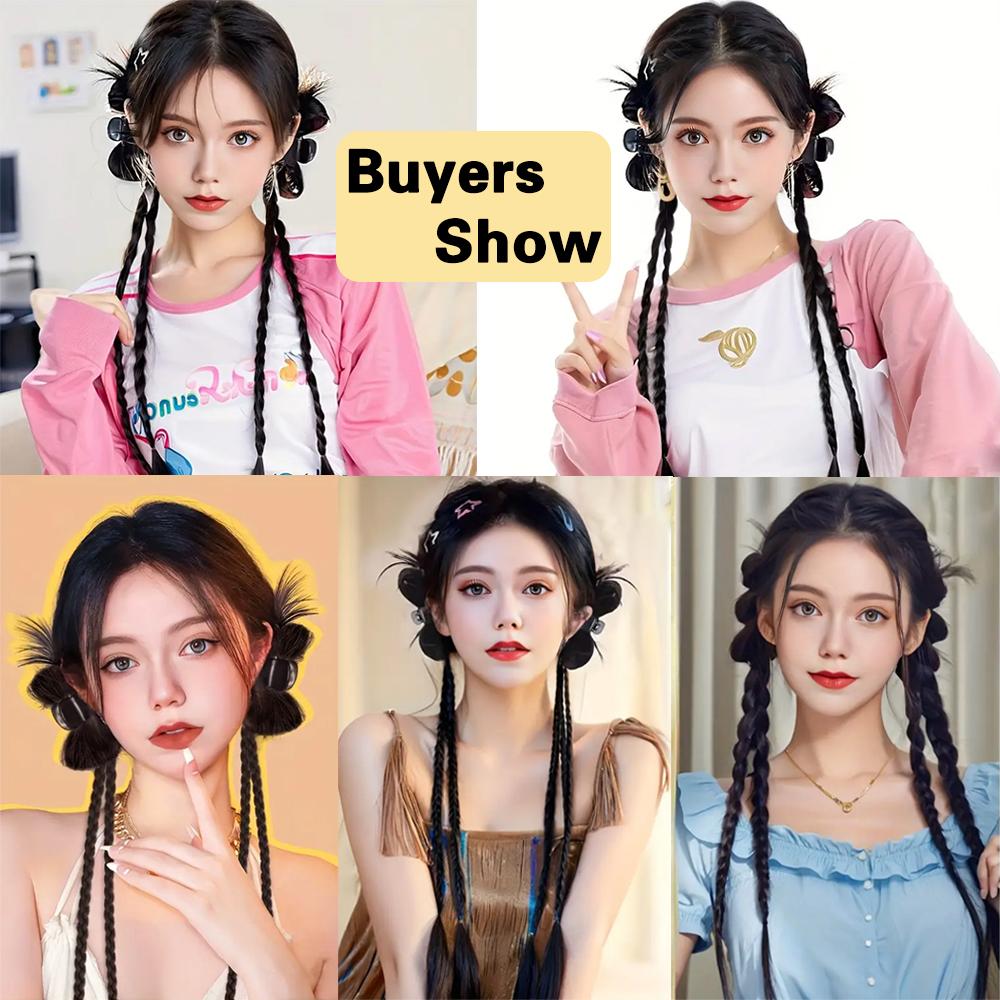 MISS WIG 1pcs Synthetic Long Straight Claw In Braided Ponytail Extension High Temperature Fiber Style Hair Accessories For Women Wear