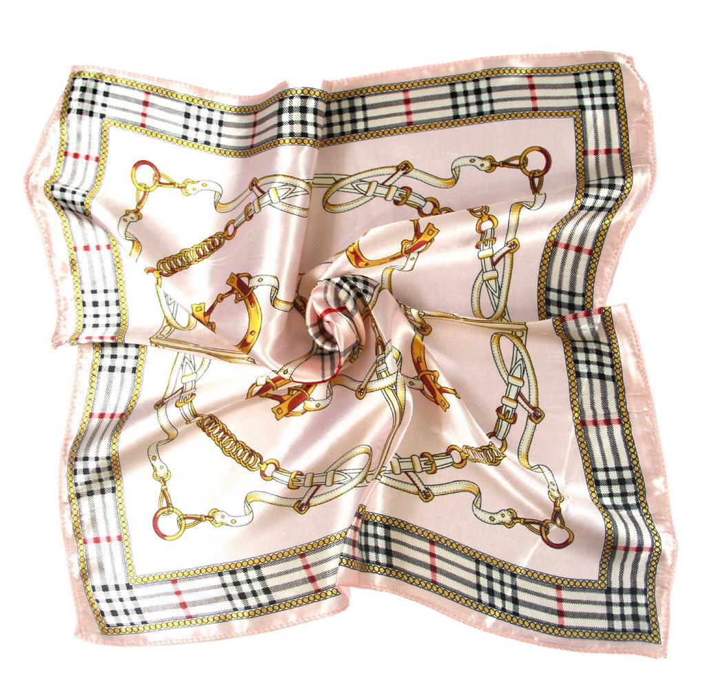 50x50cm Floral Print Satin Silk Scarf 100% Polyester Multifunctional Square Neck Scarves for Women