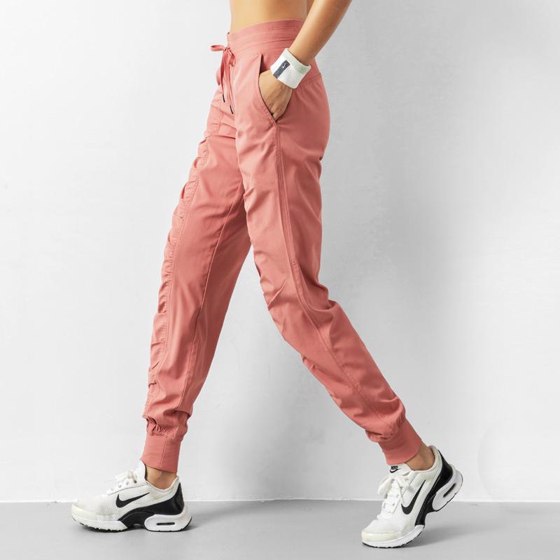 Lulu Women's Lightweight Quick-Dry Pleated Joggers - Breathable, Loose, Slimming, Casual Fitness Pants for Summer Running