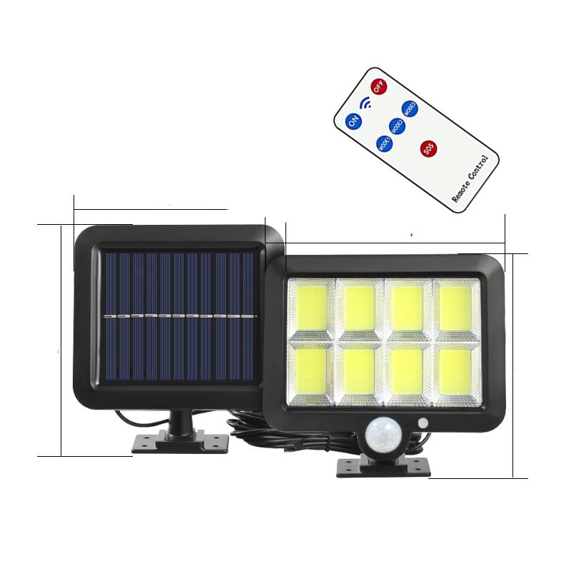 1PC 108/120/128/160COB Solar Split Wall Light, Sensor Motion 3 Modes Powered Waterproof Wireless Garden Wall Night Street Light