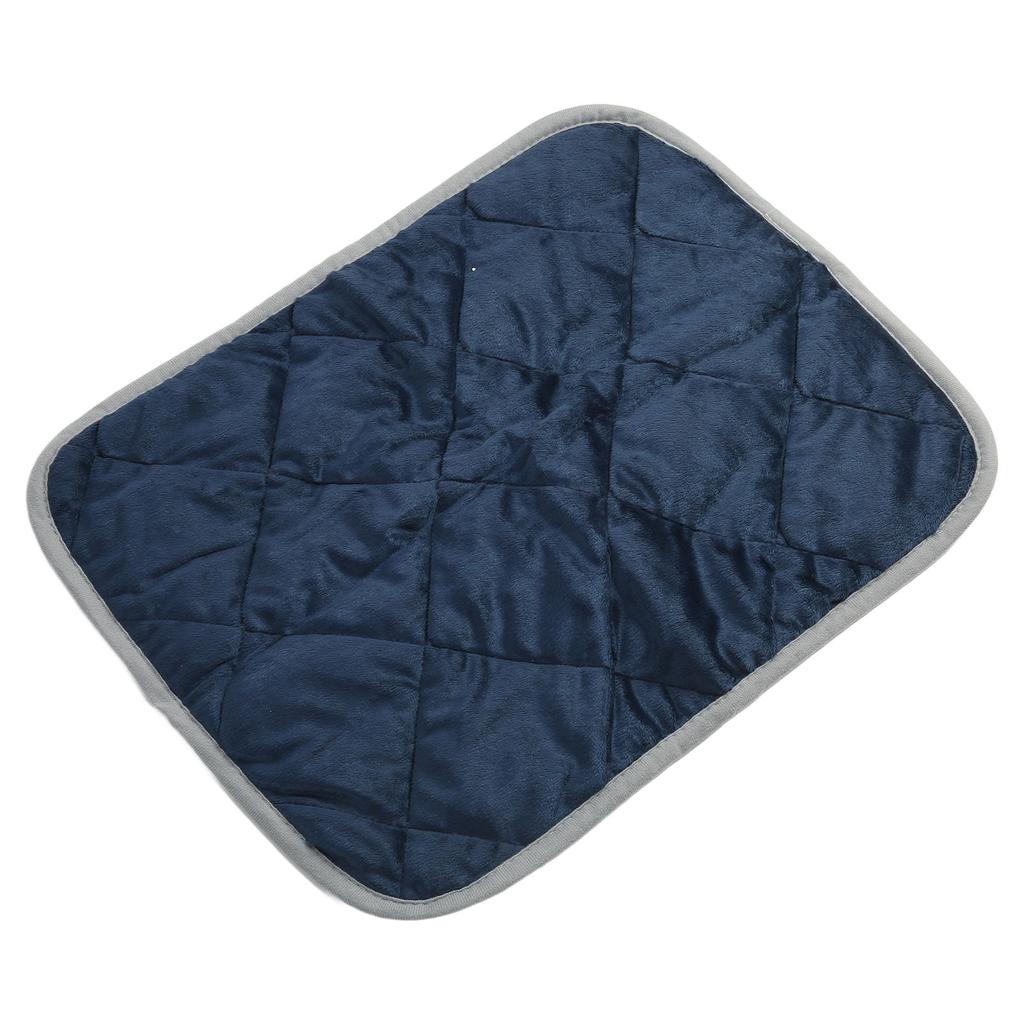 Pet Warm Pad Cat Heat Mat Dog Sleeping Bed Mat Cushion Skidproof for Home Winter Dark Blue with Grey Trimming L