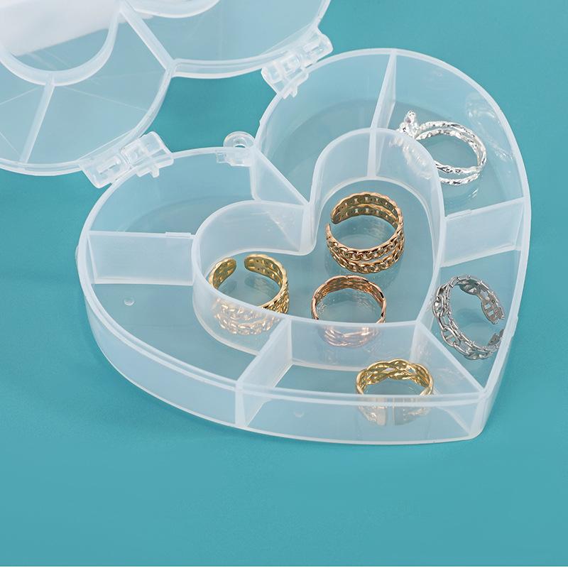 50pcs Heart-shaped Jewelry Organizer Case Plastic Storage Holder Box Portable Earing Necklace Jewelry Desktop Container