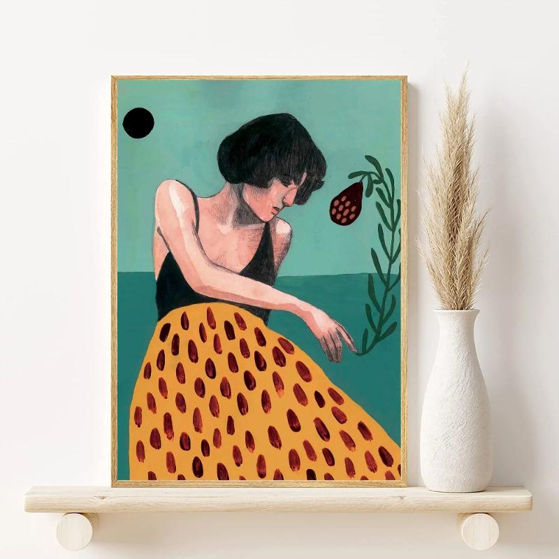 Leopard And Female Art Poster HD art sticky wall waterproof home living room bedroom bar aesthetic decoration