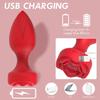 USB Rechargeable, Rose-shaped Anal Plug, 10-frequency Wireless Remote Control Vibration, Anal Plug Vibrator, Sex Toy.