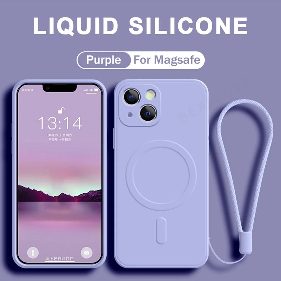 Official Magnetic Case for For Iphone 16 14 11 12 13 Mini 1 Pro Max 8 Plus X XR XS MAX Phone Soft  Protector Lanyard Cover