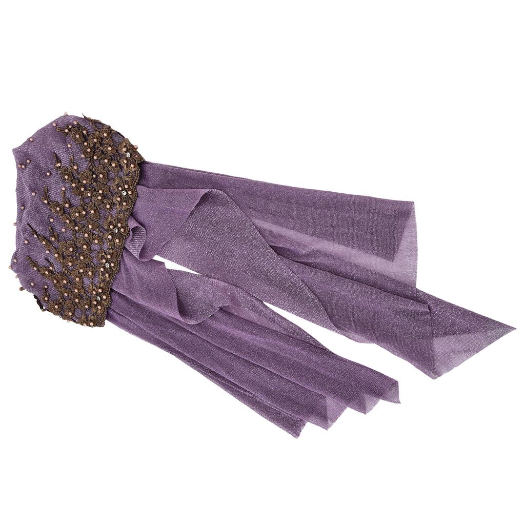 Turban Fashion Unique Women"s Retractable Retro Beaded Bandage Muslim Long Scarf HatPurple