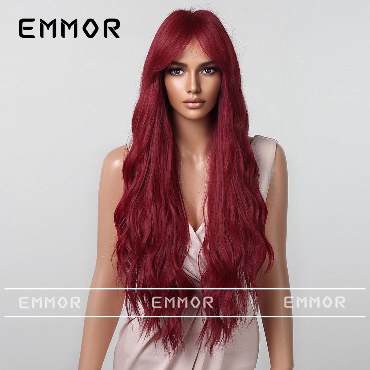 

Розово-красный длинный парик для косплея с челкой - Европейский/американский стиль, кудрявый, реалистичный, на всю голову