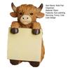 Highland Cow Pop-up Note Pad Dispenser Cute Resin Cow Memo Pads Note Holder for Home Office Desk Accessories