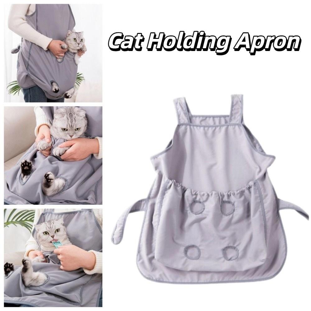 Adjustable Pet Grooming Smock Elastic Pocket Cat Holding Apron Pet Carrier Apron  Home Use