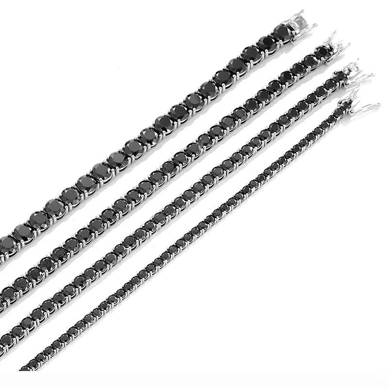 

Мужской браслет Bague Ringen с черными бриллиантами и муассанитом, полный бриллиант S925, чистое серебро, роскошная простая теннисная цепочка с ручкой для дрели и сертификатом 0.1ct(length 18mm) чёрный