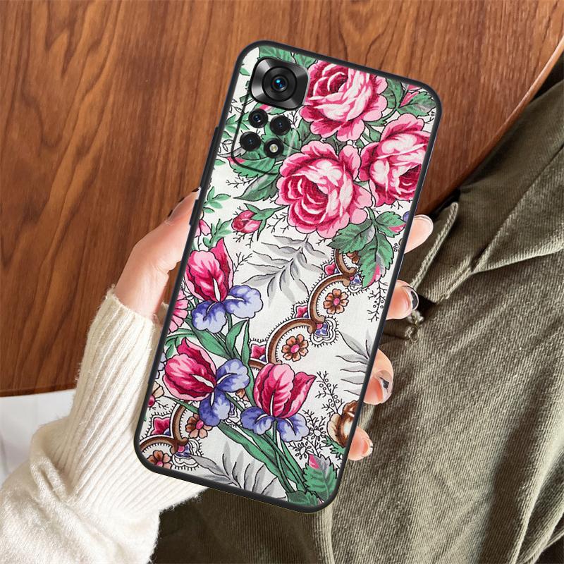 

Russian Scarf Floral Case For Xiaomi Redmi Note 14 Pro 13 12 11 10 15 Pro Plus Redmi 15 C 13 10C 12C 14C 13C Cover Redmi 10