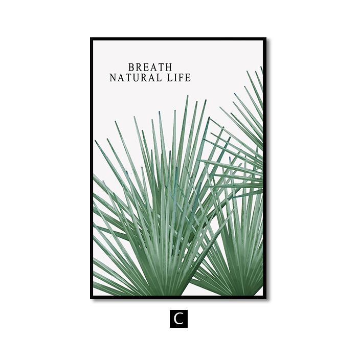 Nordic Decoration Green Plant Leaves Canvas Poster Quotes Wall Art Print Painting Decorative Pictures for Living Room Home Decor