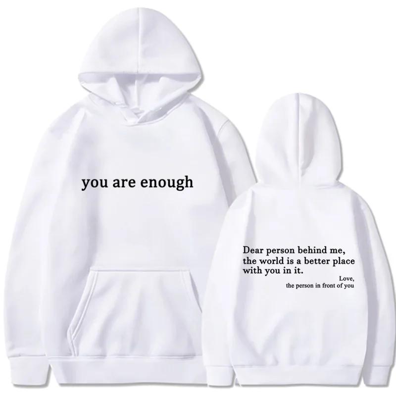 2025 Trendy You Are Enough Printed Hoodie Men's and Women's Pullover Retro Hoodie Street Hip Hop Unisex Hoodie Top