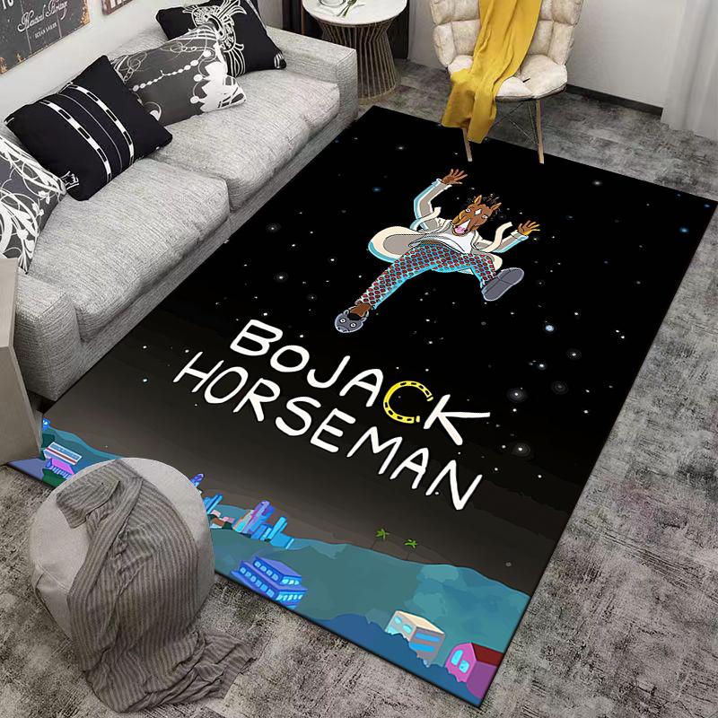 Durable Decorative Rug Bojack Horseman Jumping Space City Stars Cartoon Poster cute cartoon animated artwork non-slip area rug for lounge family room