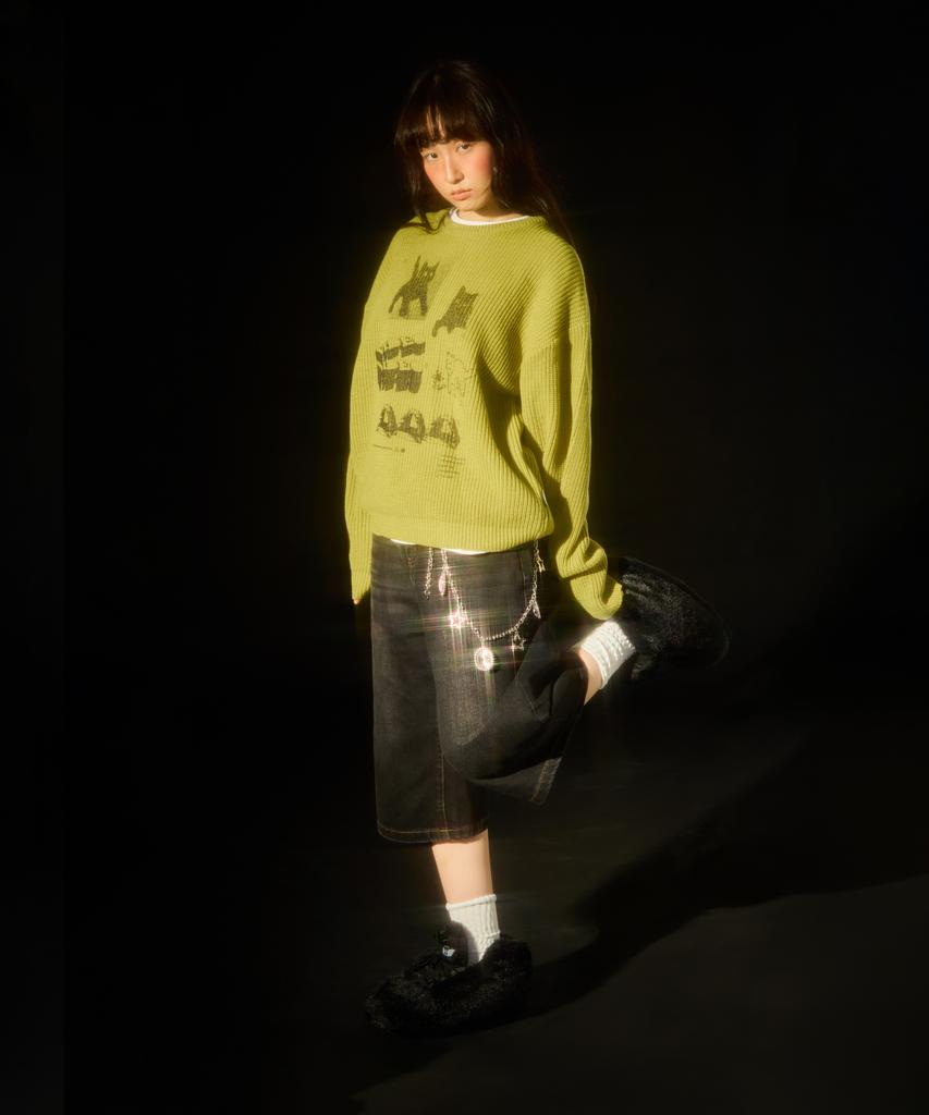 VIDEO JOCKEY Hipster Graphic Knit Sweater [4 Colors]