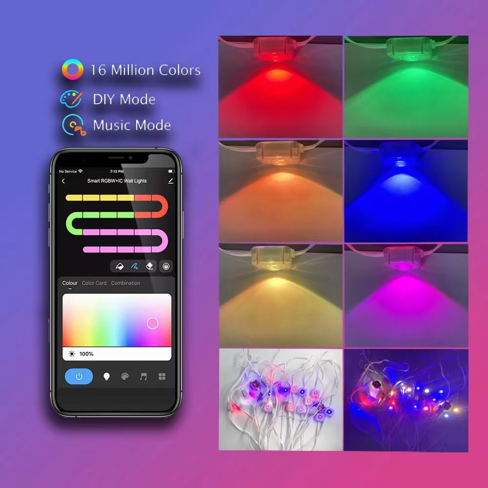MIMIRGB Permanent Outdoor Lights Smart RGBIC Eaves LED Lights Festival Flashing Lighting Fairy String for Holiday Decorations