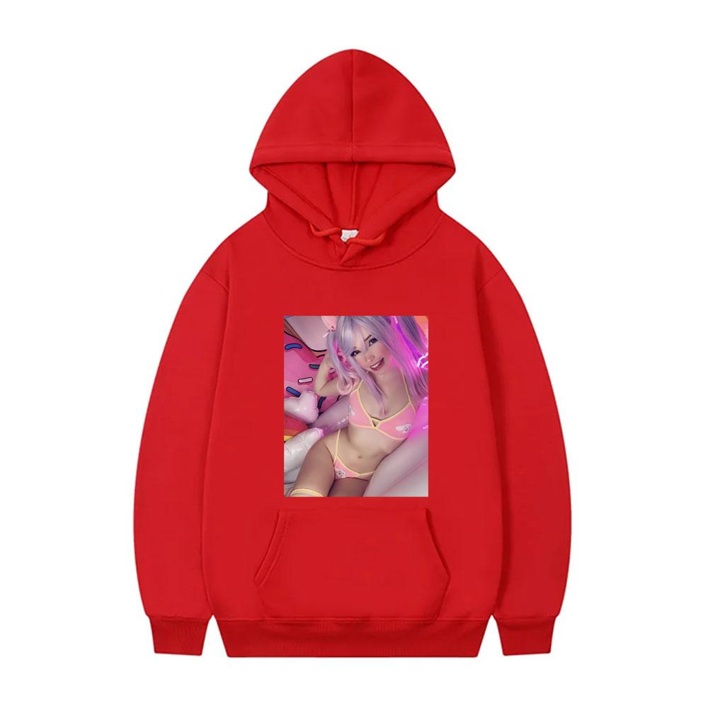 Sexy Belle Delphine Aesthetic Mugshot Hoodie Men's Fashion Casual Oversized Sportswear Unisex Fleece Cotton Long Sleeve Hoody